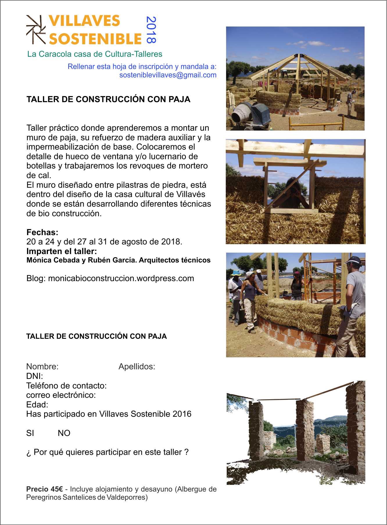 TALLER PRÁCTICO DE CONSTRUCCIÓN CON BALAS DE PAJA